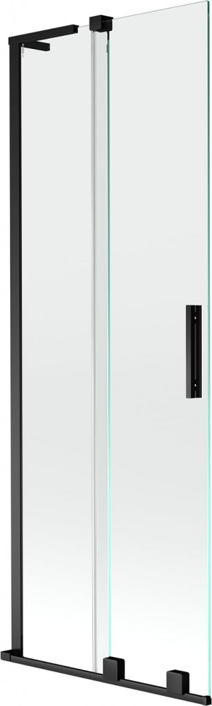 MEXEN/S Velar L dvoukřídlá posuvná vanová zástěna 75 x 150, transparent, černá 896-075-003-01-70