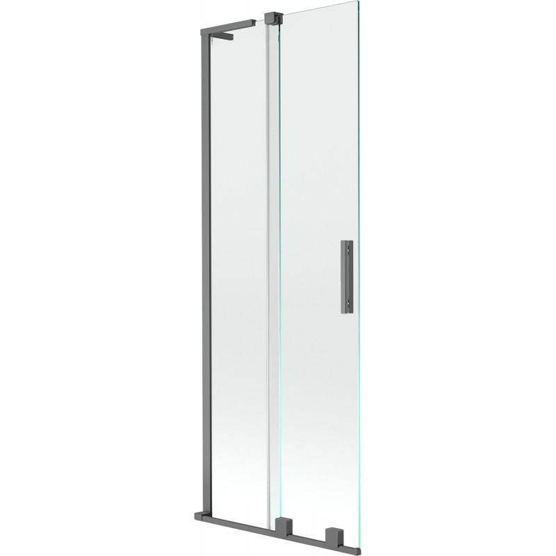 MEXEN/S Velar L dvoukřídlá posuvná vanová zástěna 75 x 150, transparent, grafit metal 896-075-003-01-95