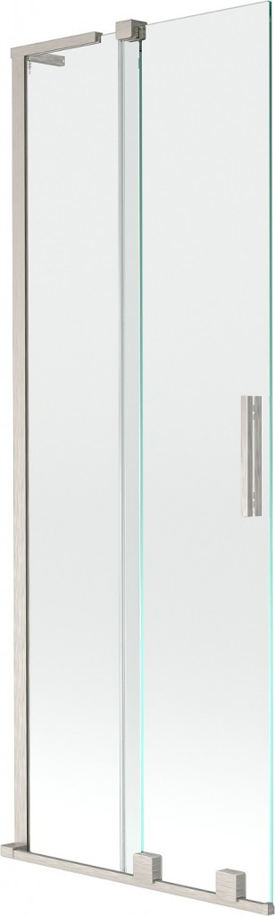 MEXEN/S Velar L dvoukřídlá posuvná vanová zástěna 75 x 150, transparent, nikl kartáčovaný 896-075-003-01-97