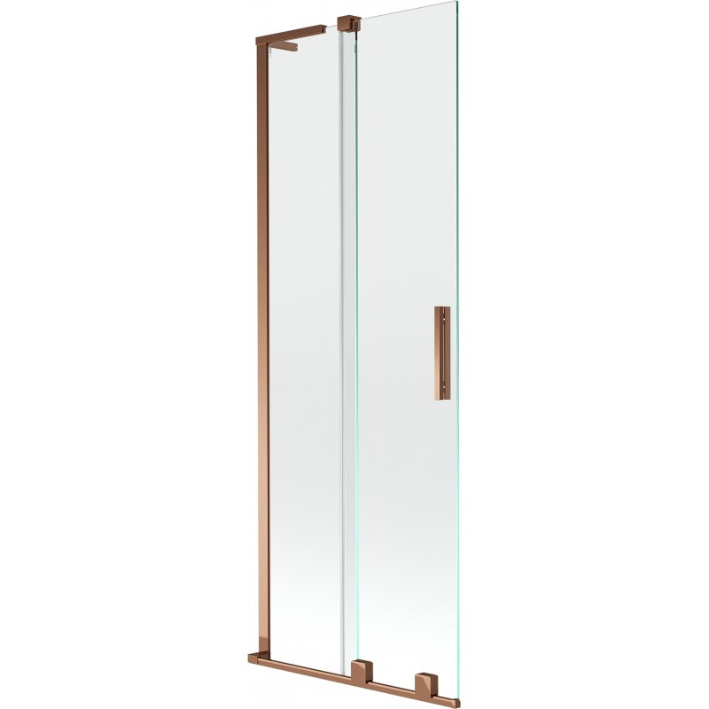 MEXEN/S Velar L dvoukřídlá posuvná vanová zástěna 75 x 150, transparent, růžové zlato 896-075-003-01-60