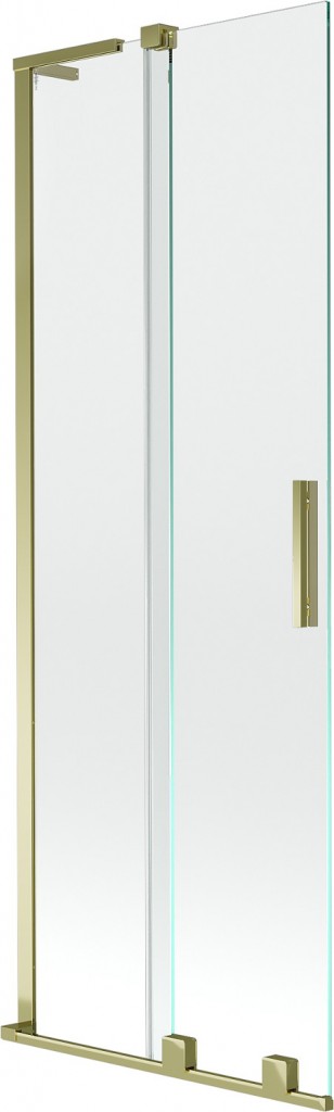 MEXEN/S Velar L dvoukřídlá posuvná vanová zástěna 75 x 150, transparent, zlatá 896-075-003-01-50