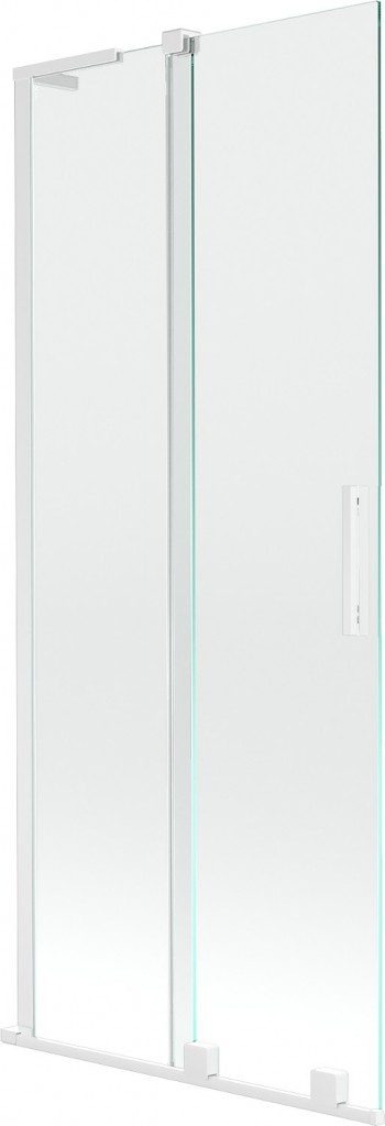 MEXEN/S Velar L dvoukřídlá posuvná vanová zástěna 80 x 150, transparent, bílá 896-080-003-01-20