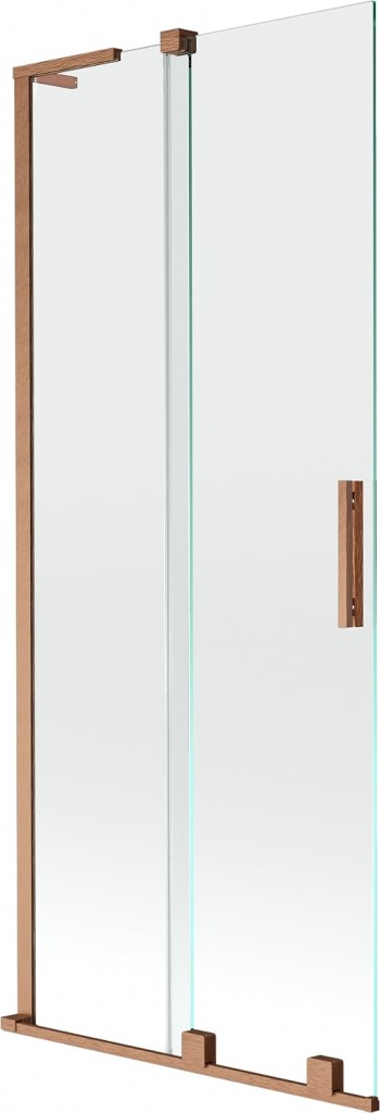 MEXEN/S Velar L dvoukřídlá posuvná vanová zástěna 80 x 150, transparent, měď kartáčovaná 896-080-003-01-65