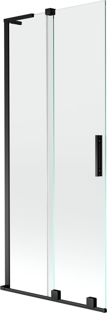 MEXEN/S Velar L dvoukřídlá posuvná vanová zástěna 85 x 150, transparent, černá 896-085-003-01-70