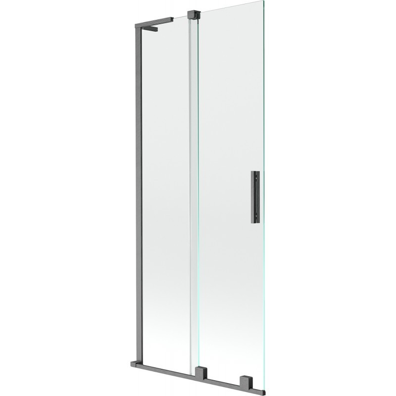 MEXEN/S Velar L dvoukřídlá posuvná vanová zástěna 85 x 150, transparent, grafit kartáčovaná 896-085-003-01-66