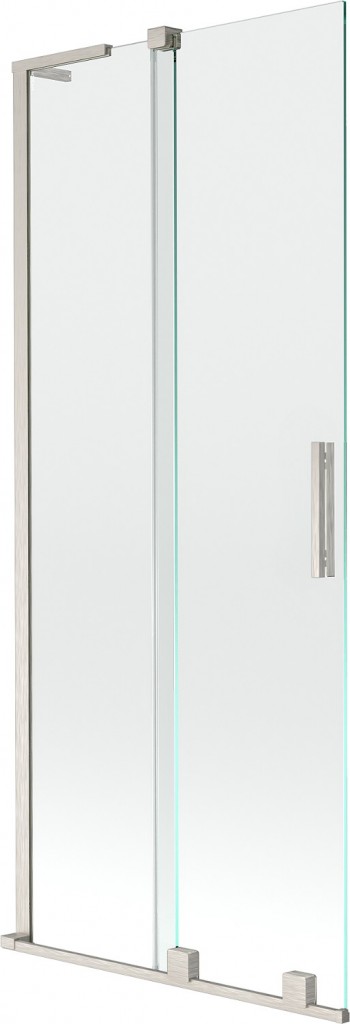 MEXEN/S Velar L dvoukřídlá posuvná vanová zástěna 85 x 150, transparent, nikl kartáčovaný 896-085-003-01-97