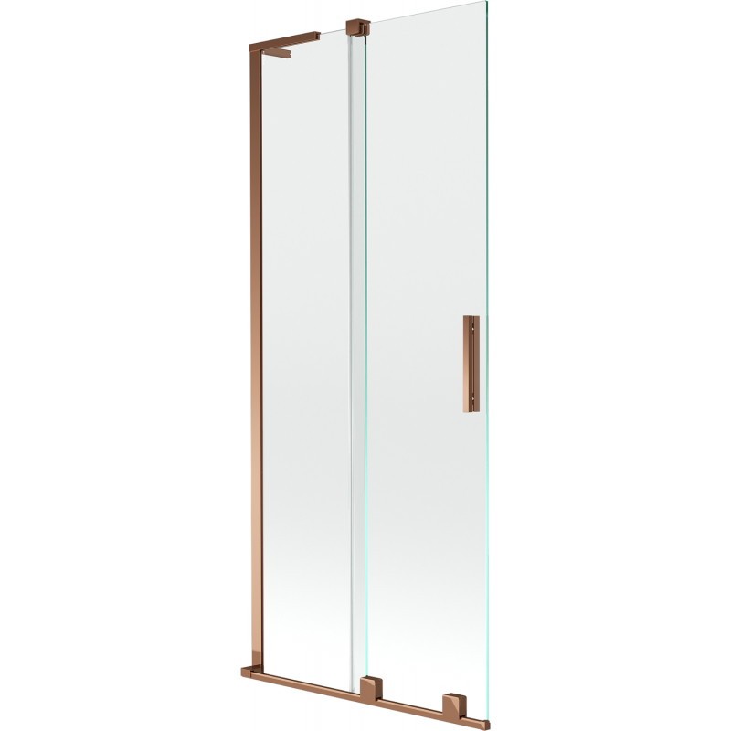 MEXEN/S Velar L dvoukřídlá posuvná vanová zástěna 85 x 150, transparent, růžové zlato 896-085-003-01-60