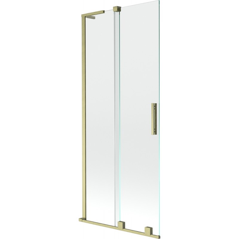 MEXEN/S Velar L dvoukřídlá posuvná vanová zástěna 85 x 150, transparent, zlatá kartáčovaná 896-085-003-01-55