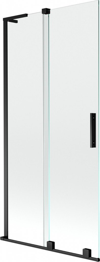 MEXEN/S Velar L dvoukřídlá posuvná vanová zástěna 90 x 150, transparent, černá 896-090-003-01-70
