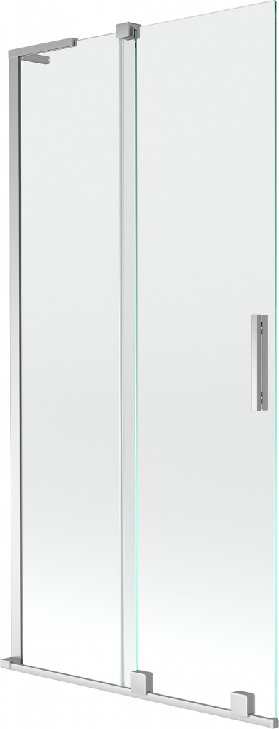 MEXEN/S Velar L dvoukřídlá posuvná vanová zástěna 90 x 150, transparent, chrom 896-090-003-01-01