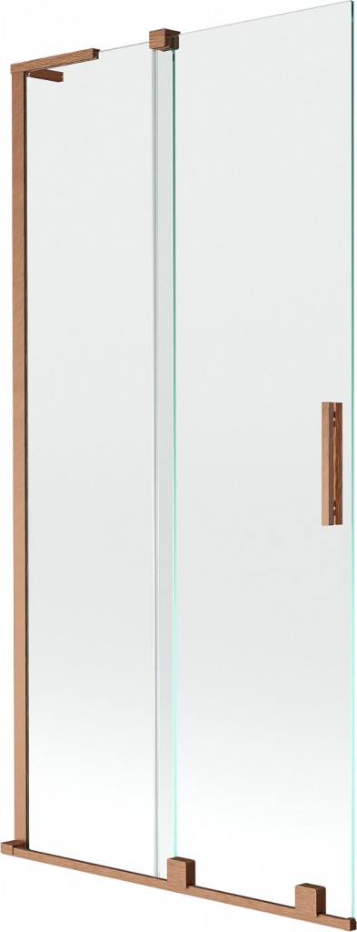 MEXEN/S Velar L dvoukřídlá posuvná vanová zástěna 90 x 150, transparent, měď kartáčovaná 896-090-003-01-65
