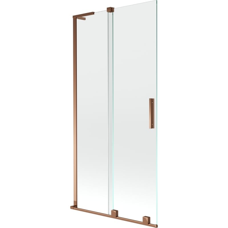 MEXEN/S Velar L dvoukřídlá posuvná vanová zástěna 90 x 150, transparent, růžové zlato 896-090-003-01-60