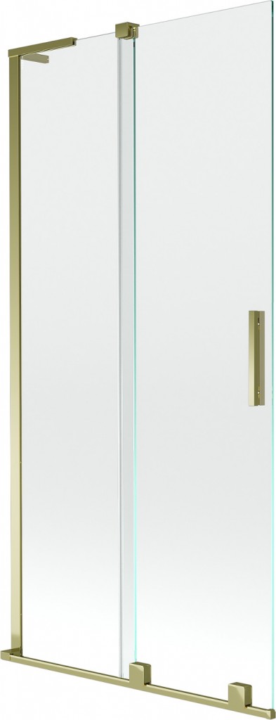 MEXEN/S Velar L dvoukřídlá posuvná vanová zástěna 90 x 150, transparent, zlatá 896-090-003-01-50
