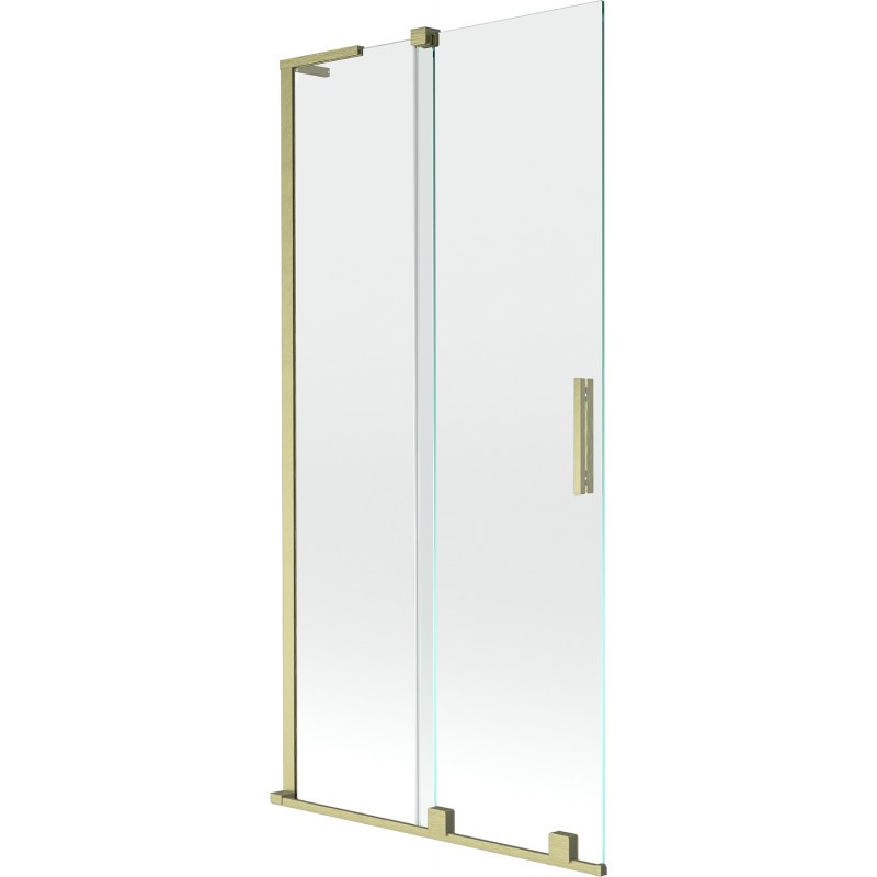 MEXEN/S Velar L dvoukřídlá posuvná vanová zástěna 90 x 150, transparent, zlatá kartáčovaná 896-090-003-01-55