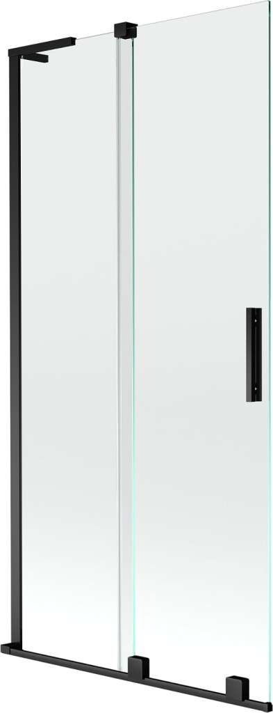 MEXEN/S Velar L dvoukřídlá posuvná vanová zástěna 95 x 150, transparent, černá 896-095-003-01-70