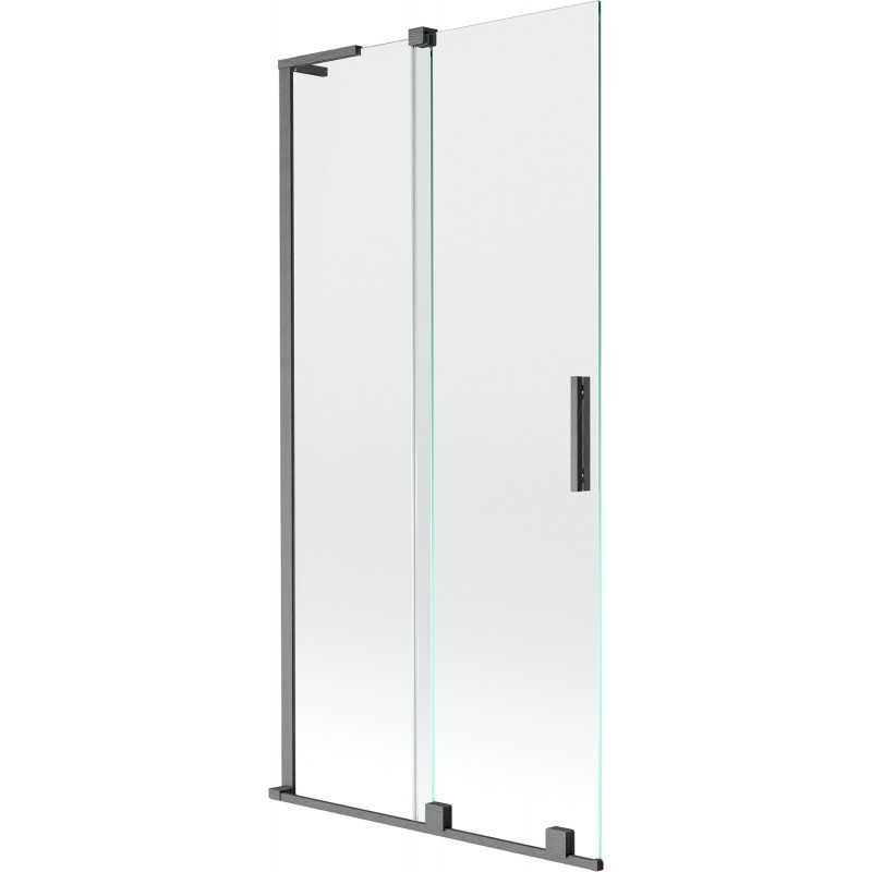 MEXEN/S Velar L dvoukřídlá posuvná vanová zástěna 95 x 150, transparent, grafit kartáčovaná 896-095-003-01-66