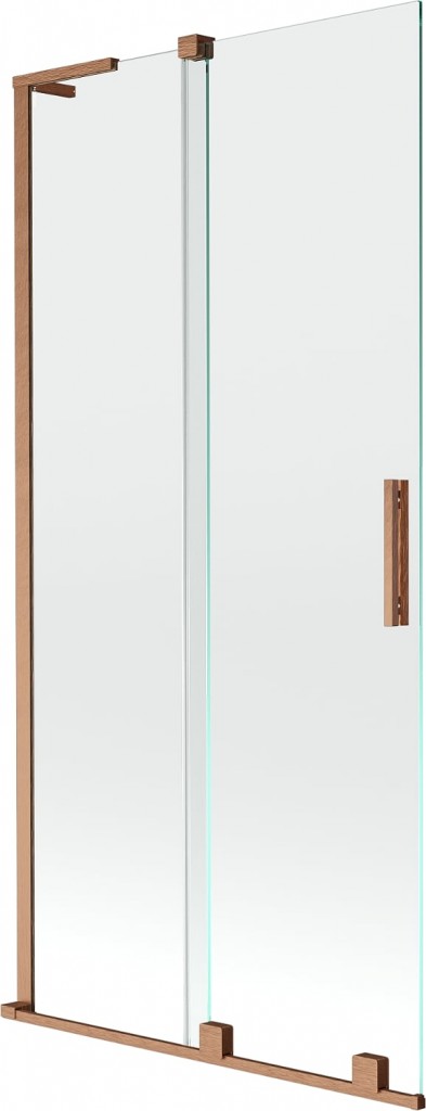 MEXEN/S Velar L dvoukřídlá posuvná vanová zástěna 95 x 150, transparent, měď kartáčovaná 896-095-003-01-65