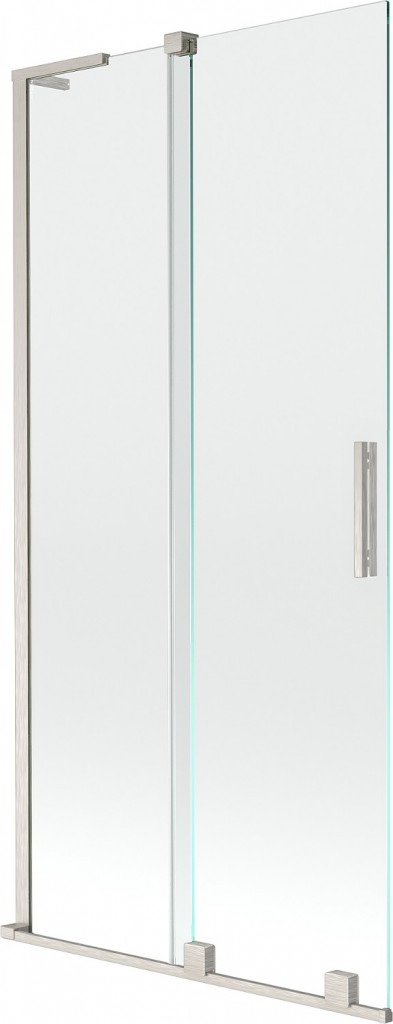 MEXEN/S Velar L dvoukřídlá posuvná vanová zástěna 95 x 150, transparent, nikl kartáčovaný 896-095-003-01-97