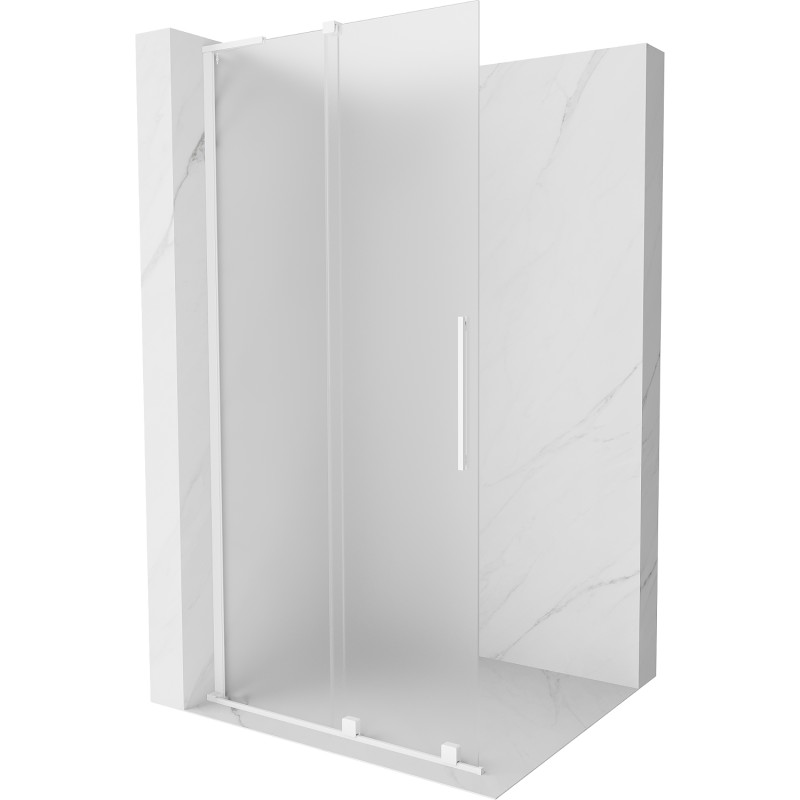 MEXEN/S Velar L Sprchová zástěna posuvná Walk-in 100 x 200, dekor 8 mm, bílá 871-100-003-33-20
