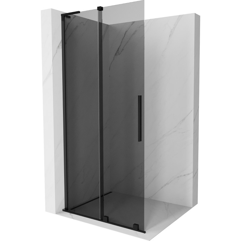MEXEN/S Velar L Sprchová zástěna posuvná Walk-in 100 x 200, grafit 8 mm, černá 871-100-003-43-70