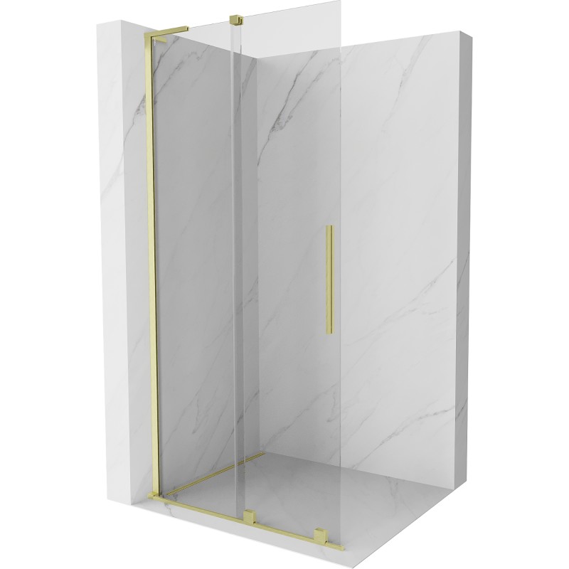 MEXEN/S Velar L Sprchová zástěna posuvná Walk-in 100 x 200, transparent 8 mm, zlato kartáčovaná 871-100-003-03-55