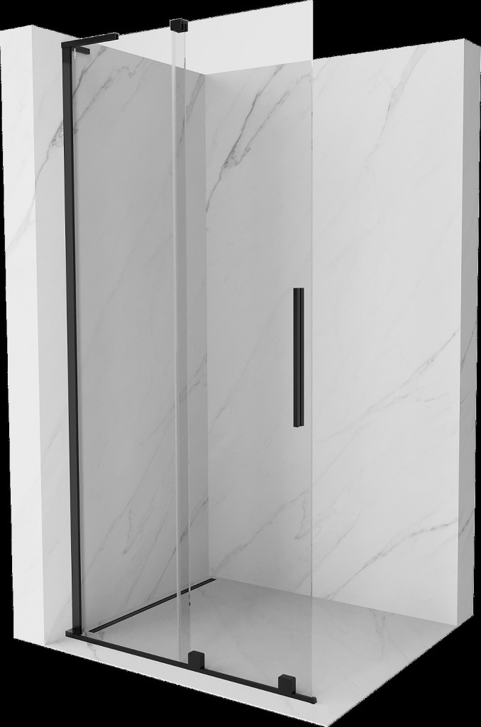 MEXEN/S Velar L Sprchová zástěna posuvná Walk-in 110 x 200, transparent 8 mm, černá 871-110-003-03-70