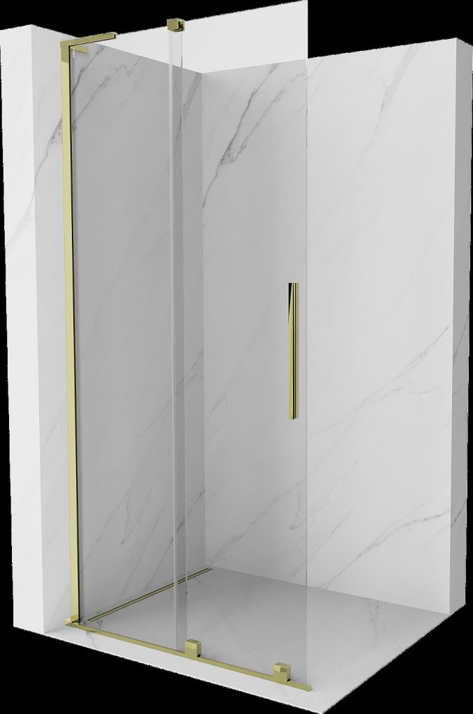 MEXEN/S Velar L Sprchová zástěna posuvná Walk-in 110 x 200, transparent 8 mm, zlato 871-110-003-03-50