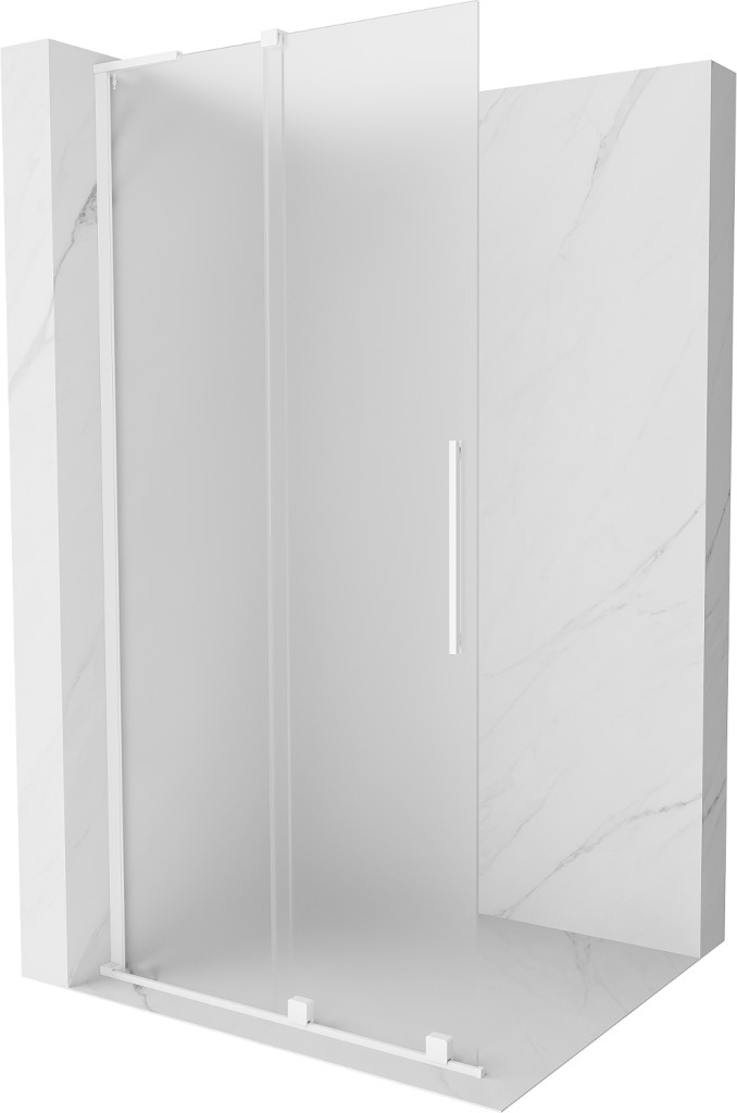 MEXEN/S Velar L Sprchová zástěna posuvná Walk-in 120 x 200, dekor 8 mm, bílá 871-120-003-33-20