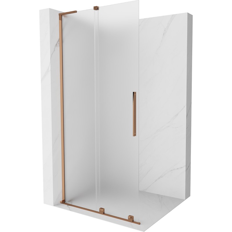 MEXEN/S Velar L Sprchová zástěna posuvná Walk-in 120 x 200, dekor 8 mm, růžové zlato 871-120-003-33-60