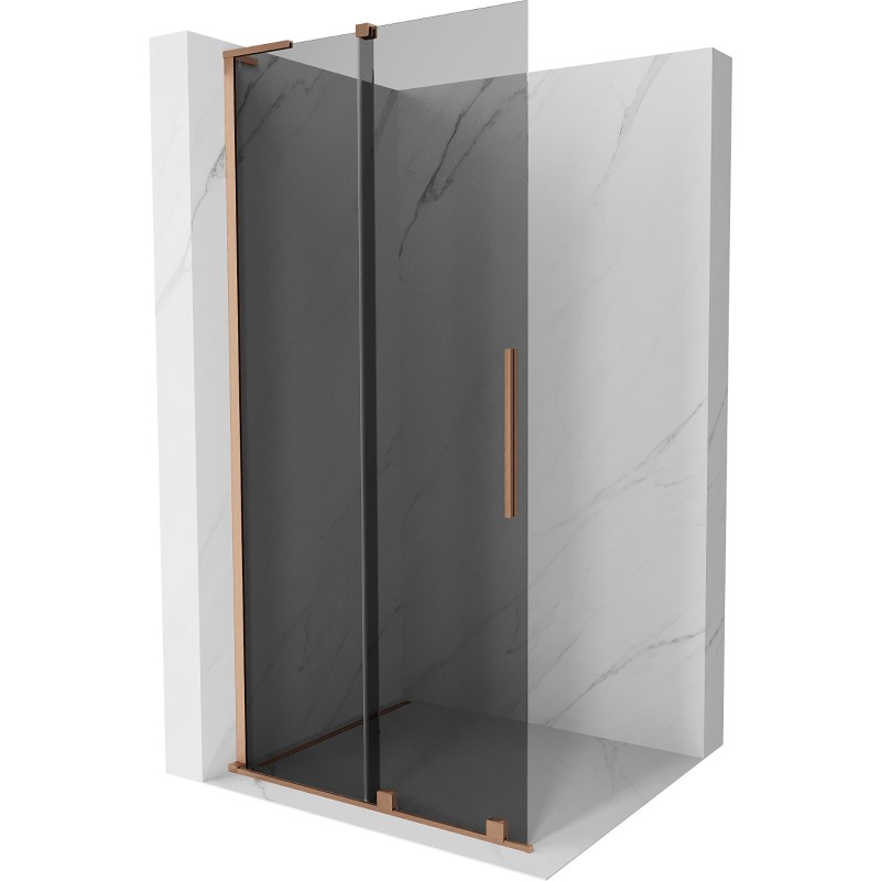 MEXEN/S Velar L Sprchová zástěna posuvná Walk-in 120 x 200, grafit 8 mm, měď kartáčovaná 871-120-003-43-65