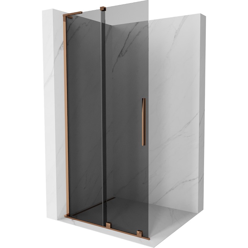 MEXEN/S Velar L Sprchová zástěna posuvná Walk-in 120 x 200, grafit 8 mm, růžové zlato 871-120-003-43-60