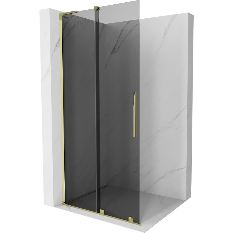 MEXEN/S Velar L Sprchová zástěna posuvná Walk-in 120 x 200, grafit 8 mm, zlato 871-120-003-43-50