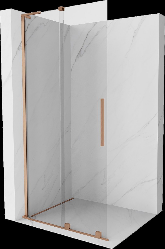 MEXEN/S Velar L Sprchová zástěna posuvná Walk-in 120 x 200, transparent 8 mm, měď kartáčovaná 871-120-003-03-65