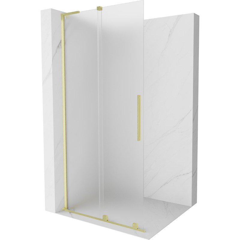 MEXEN/S Velar L Sprchová zástěna posuvná Walk-in 90 x 200, dekor 8 mm, zlato kartáčovaná 871-090-003-33-55