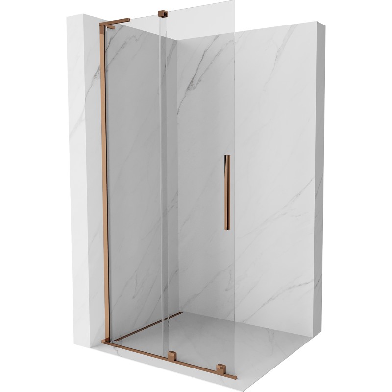 MEXEN/S Velar L Sprchová zástěna posuvná Walk-in 90 x 200, transparent 8 mm, růžové zlato 871-090-003-03-60