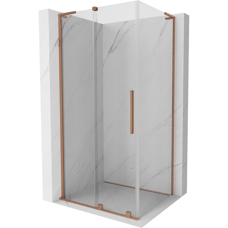 MEXEN/S Velar L sprchový kout, posuvné dveře 100 x 110, transparent, měď kartáčovaná 871-100-110-03-65