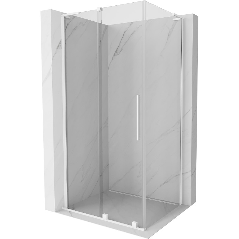 MEXEN/S Velar L sprchový kout, posuvné dveře 100 x 120, transparent, bílá 871-100-120-03-20