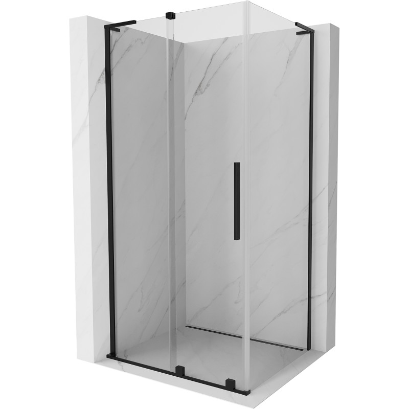 MEXEN/S Velar L sprchový kout, posuvné dveře 100 x 120, transparent, černá 871-100-120-03-70