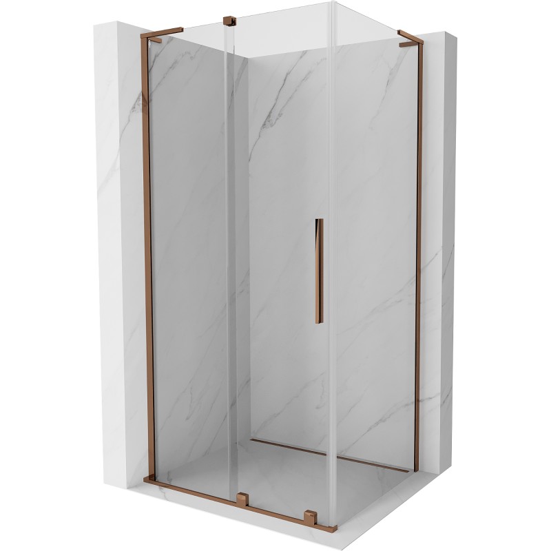 MEXEN/S Velar L sprchový kout, posuvné dveře 100 x 70, transparent, růžové zlato 871-100-070-03-60