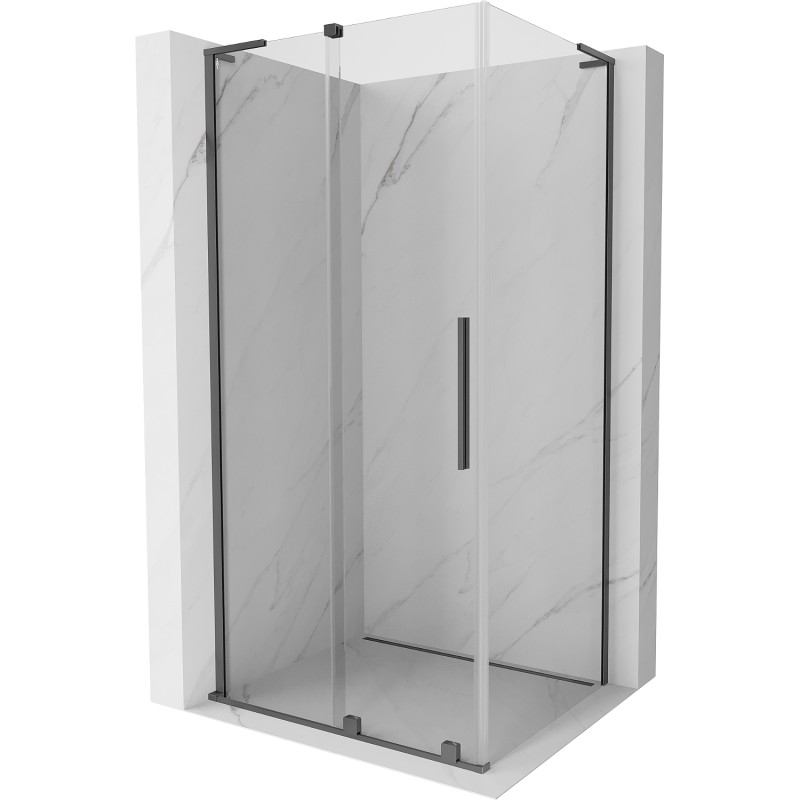 MEXEN/S Velar L sprchový kout, posuvné dveře 100 x 75, transparent, grafit metal 871-100-075-03-95