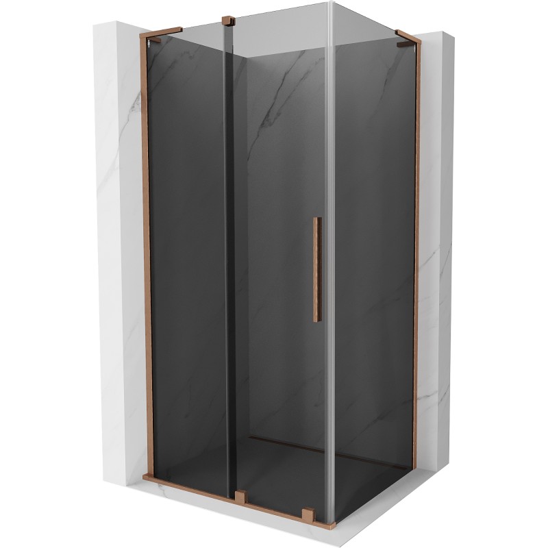 MEXEN/S Velar L sprchový kout, posuvné dveře 100 x 80, grafit, měď kartáčovaná 871-100-080-43-65