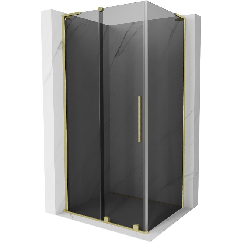 MEXEN/S Velar L sprchový kout, posuvné dveře 100 x 90, grafit, zlato kartáčovaná 871-100-090-43-55