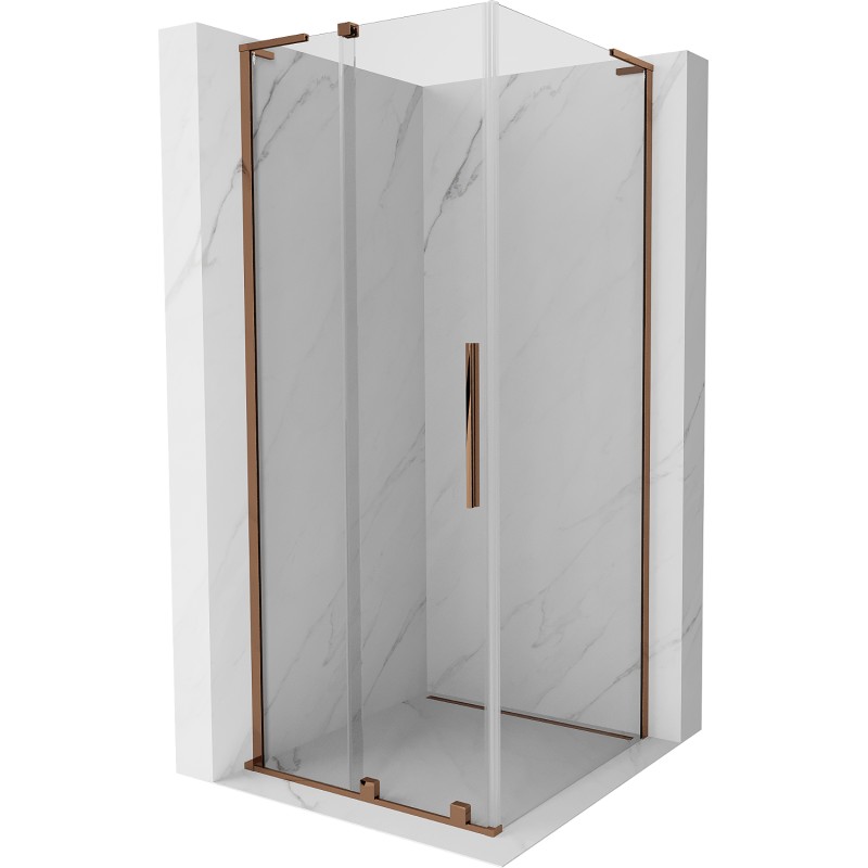 MEXEN/S Velar L sprchový kout, posuvné dveře 110 x 110, transparent, růžové zlato 871-110-110-03-60