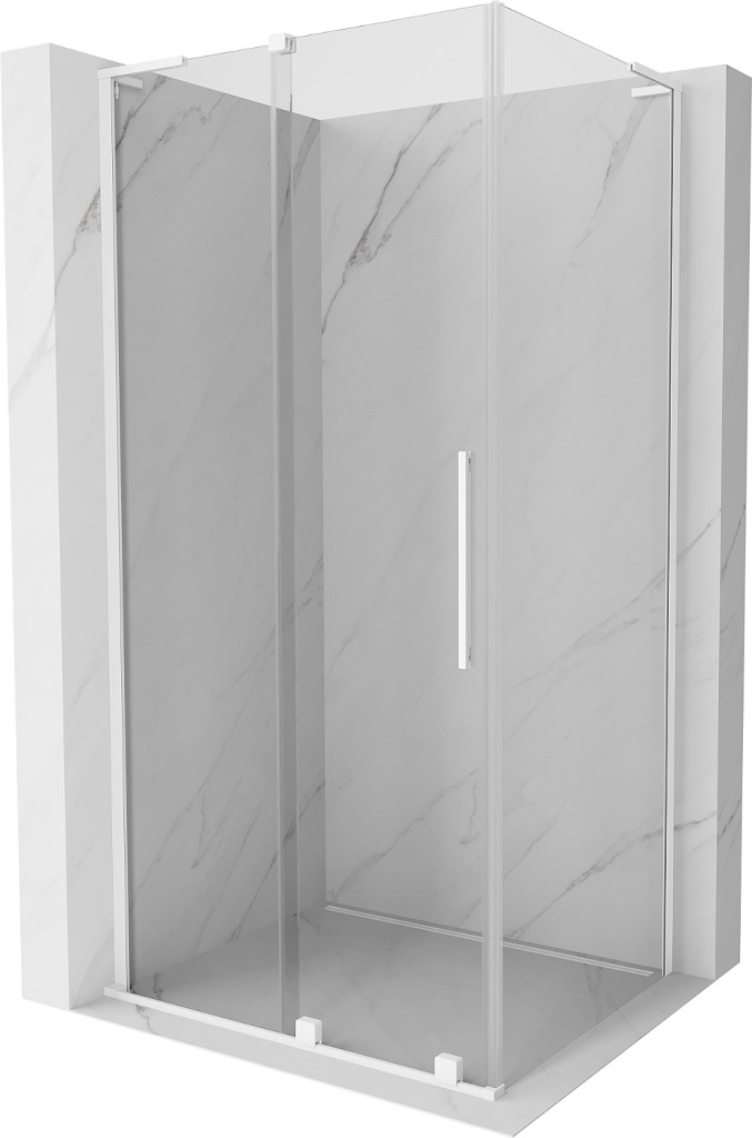 MEXEN/S Velar L sprchový kout, posuvné dveře 110 x 75, transparent, bílá 871-110-075-03-20