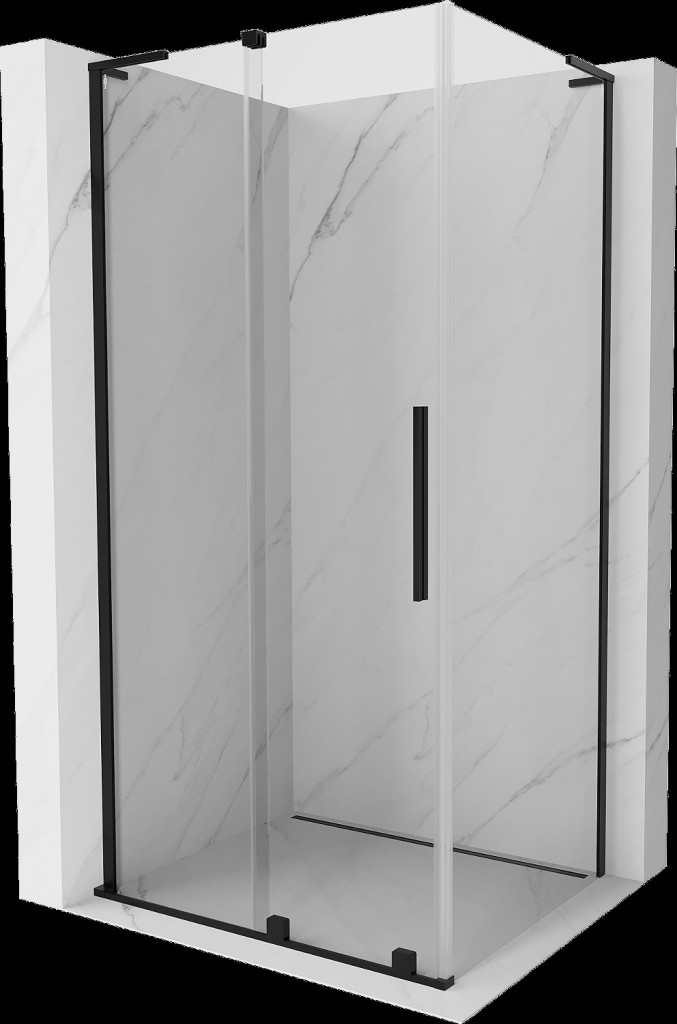 MEXEN/S Velar L sprchový kout, posuvné dveře 110 x 75, transparent, černá 871-110-075-03-70