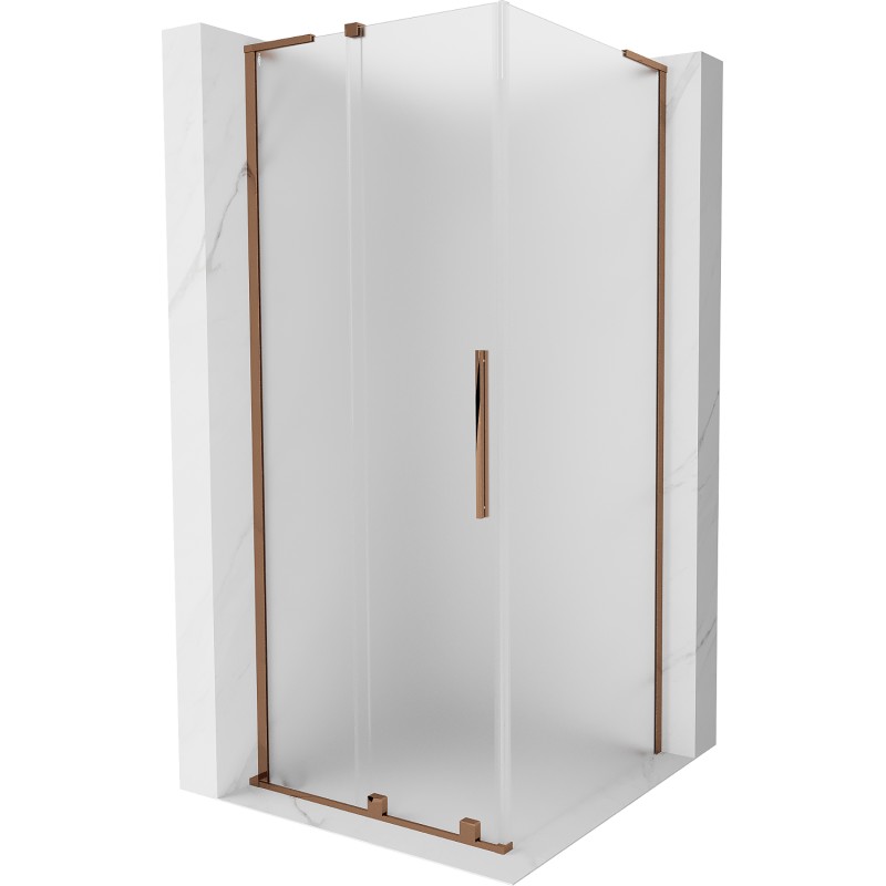 MEXEN/S Velar L sprchový kout, posuvné dveře 120 x 120, dekor, růžové zlato 871-120-120-33-60