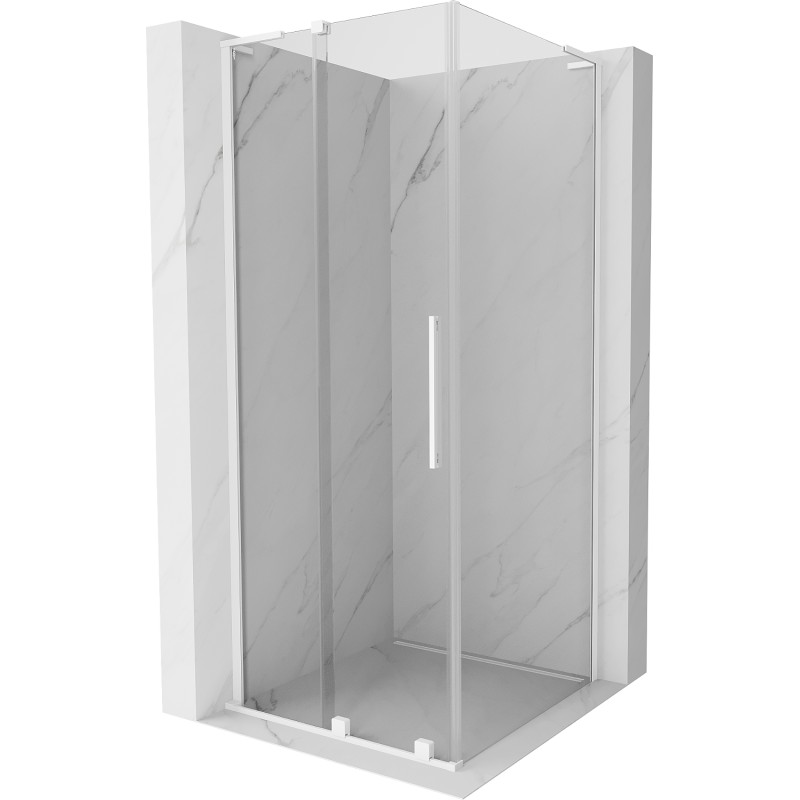 MEXEN/S Velar L sprchový kout, posuvné dveře 120 x 120, transparent, bílá 871-120-120-03-20
