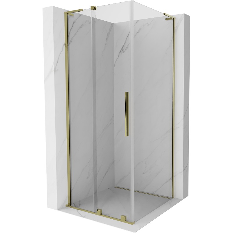 MEXEN/S Velar L sprchový kout, posuvné dveře 120 x 120, transparent, zlato 871-120-120-03-50