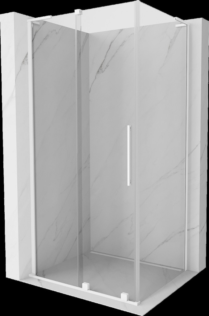 MEXEN/S Velar L sprchový kout, posuvné dveře 120 x 75, transparent, bílá 871-120-075-03-20