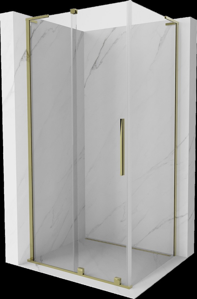 MEXEN/S Velar L sprchový kout, posuvné dveře 120 x 75, transparent, zlato 871-120-075-03-50